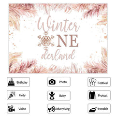 Lofaris Winter One Derland Snowflake Happy Birthday Backdrop