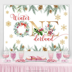 Lofaris Winter Onederland Christmas Happy Birthday Backdrop