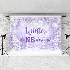 Lofaris Winter Onederland Purple Snowflake Birthday Backdrops