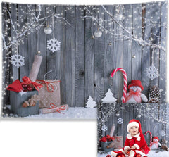 Lofaris Winter Snowflake Santa Gift Wood Backdrop