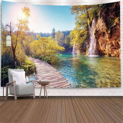 Lofaris Wonderland Scene Family Lake Novelty Wall Tapestry