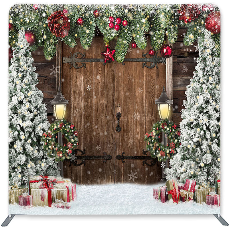 Lofaris Wood Christmas Tree Double-Sided Backdrop for