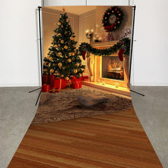 Lofaris Wood Fireplace Christmas Tree Photo Booth Backdrop