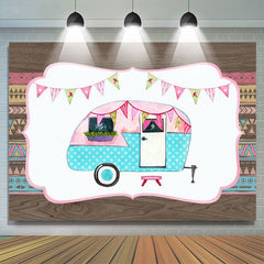 Lofaris Wood Graffiti Cute Pink and Bule Car Backdrop for Kids