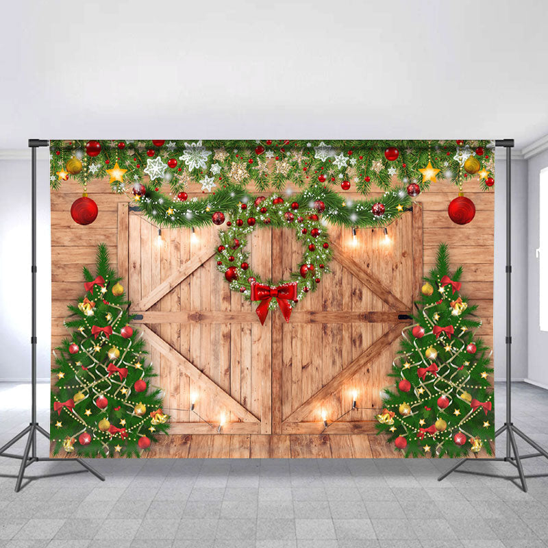 Lofaris Wood Light Door With Chrismas Tree Backdrop For Party