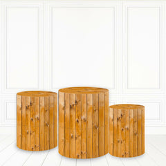 Lofaris Wood Theme Cake Table Cover Striped Cylinder