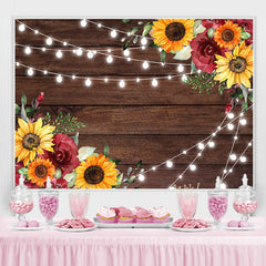 Lofaris Wooden And Sunflowers Baby Shower Backdrop For Girl