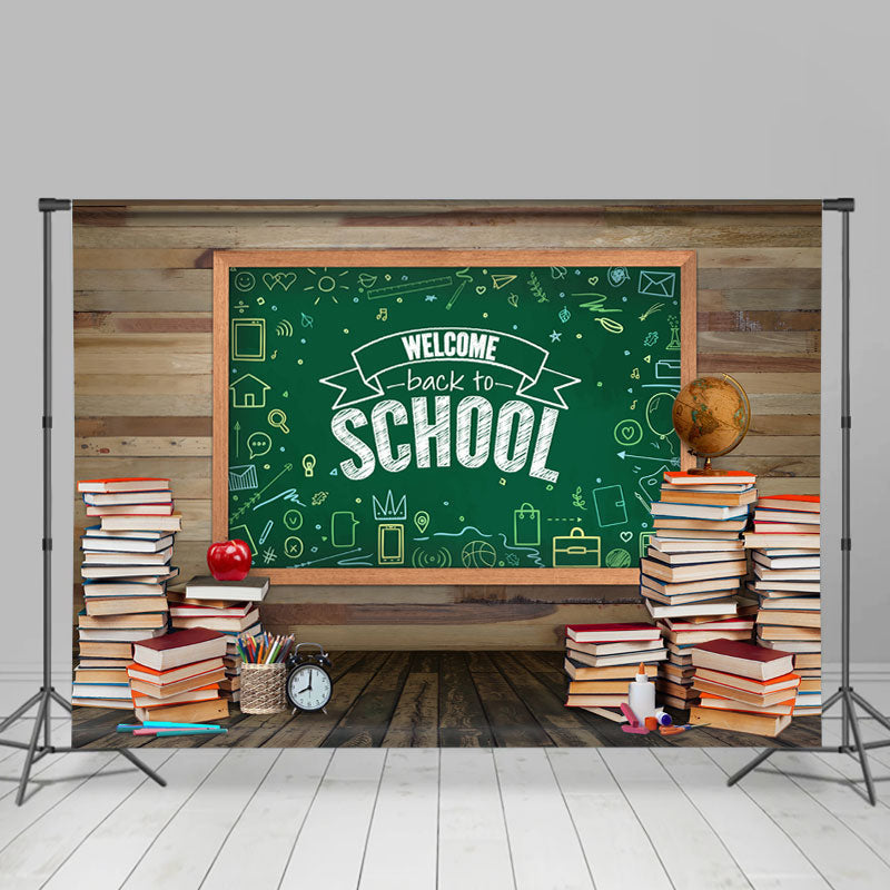 Lofaris Wooden Blackboard and Books Back to School Backdrop