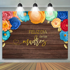 Lofaris Wooden Blackboard And Flowers Mothers Day Backdrop