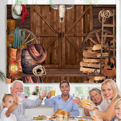 Lofaris Wooden Cowboy Cabin Cool Theme Happy Birthday Backdrop