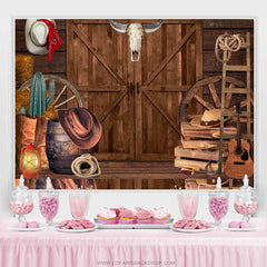 Lofaris Wooden Cowboy Cabin Cool Theme Happy Birthday Backdrop