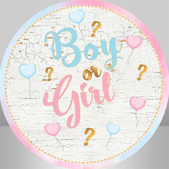 Lofaris Wooden Pink Blue Round Gender Reveal Backdrop Kit