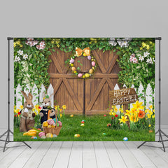 Lofaris Wooden Wonderland Bunny Happy Easter Backdrop