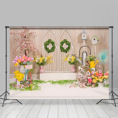 Lofaris Wreath Floral Spring Scene Backdrop For Photography