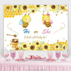 Lofaris Yellow Bee And Sunflower Theme Baby Shower Backdrop