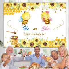 Lofaris Yellow Bee And Sunflower Theme Baby Shower Backdrop