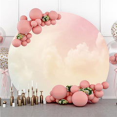 Lofaris Yellow Cloud Sky Girls Round Baby Shower Backdrops