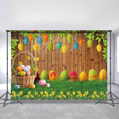 Lofaris Yellow Floral Easter Eggs Glass Backdrop For Party