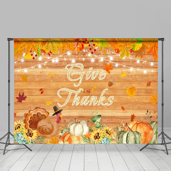 Custom Yellow Leaves Thanksgiving Dinner Backdrop - Lofaris