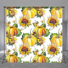 Lofaris Yellow Pumpkin Sunflower Fall Backdrop for Photoshoot