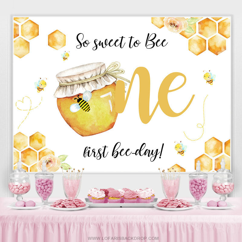 Yellow So Sweet To Bee One Birthday Party Backdrop – Lofaris